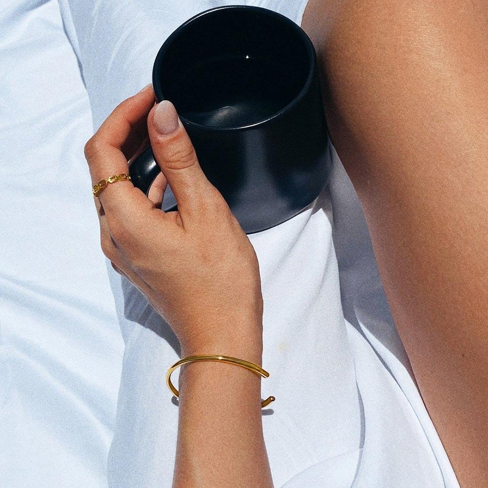 CARLIDANA Drop Shipping Minimalist Open Design Cuff Bangle 18K Gold Plated Stainless Steel Open Bangles Jewelry for Women