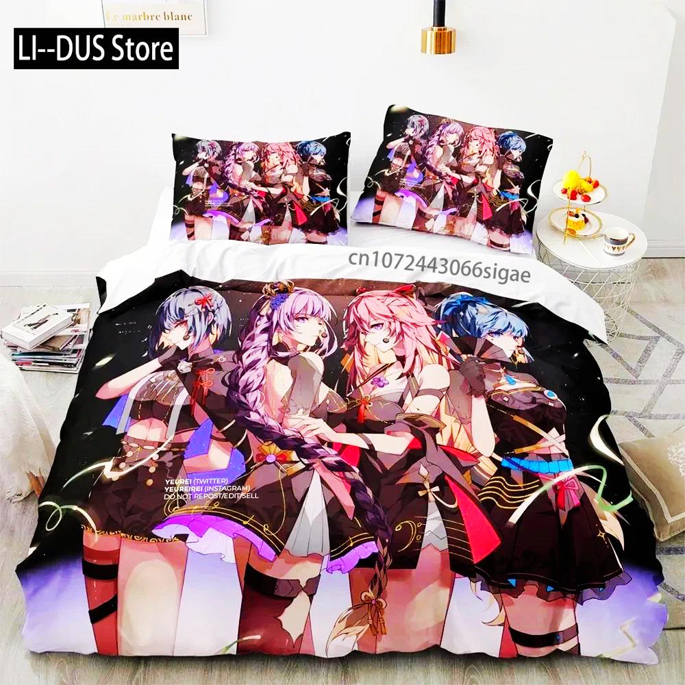Anime Spiel Genshin Impact Ganyu Bettwäsche Set Bettbezug Bettwäsche-Set Steppdeckenbezug Kissenbezug Bettdecke King Queen Größe Jungen Erwachsene