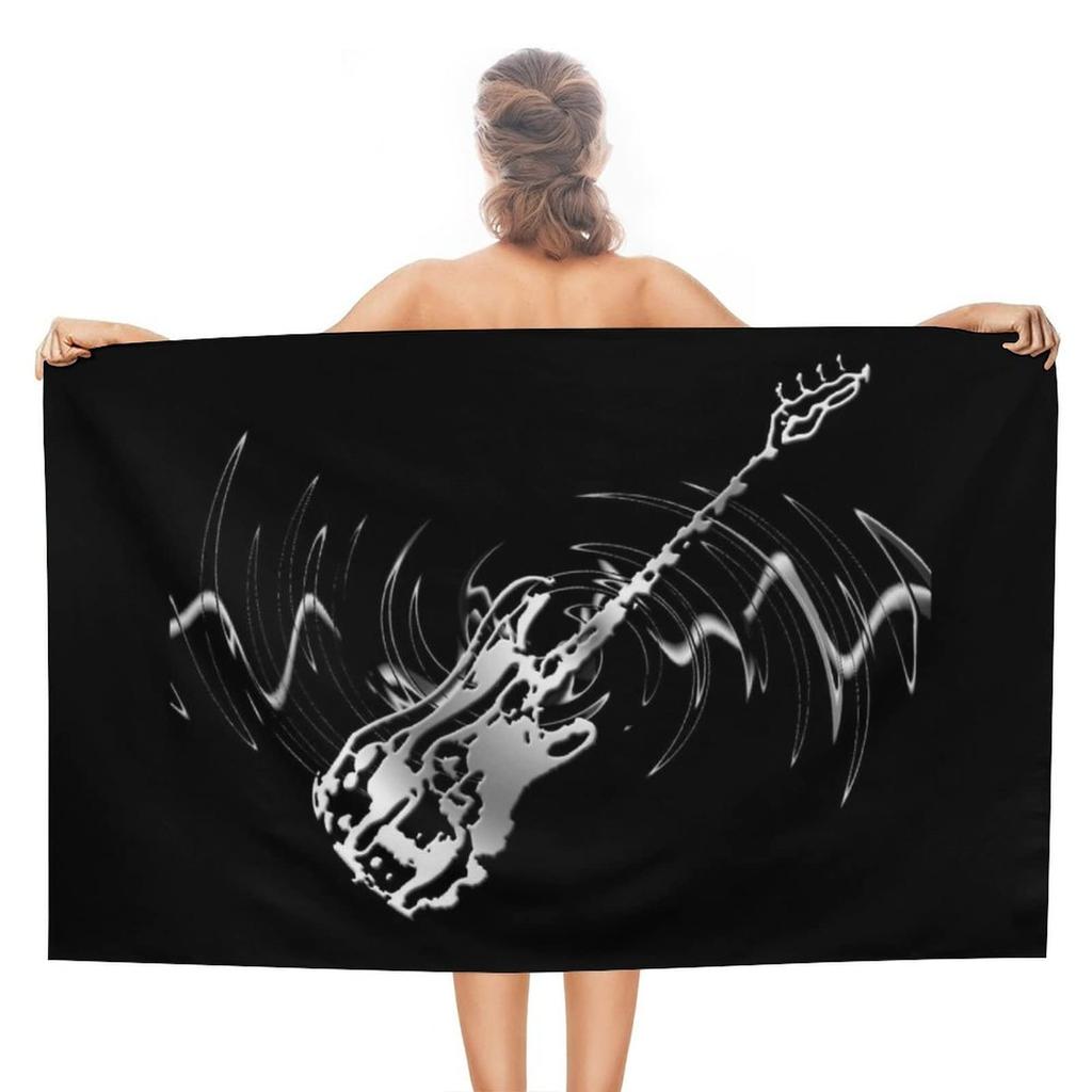 Electric Guitar Beach Towel, Microfiber Quick Dry Bath Towel for Travel Sport Spa, Sand Proof Absorbent Towels for Swimmers Teen