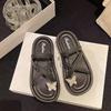 Cool slippers women's summer fashion wear butterfly diamond shining versatile princess style toe slippers