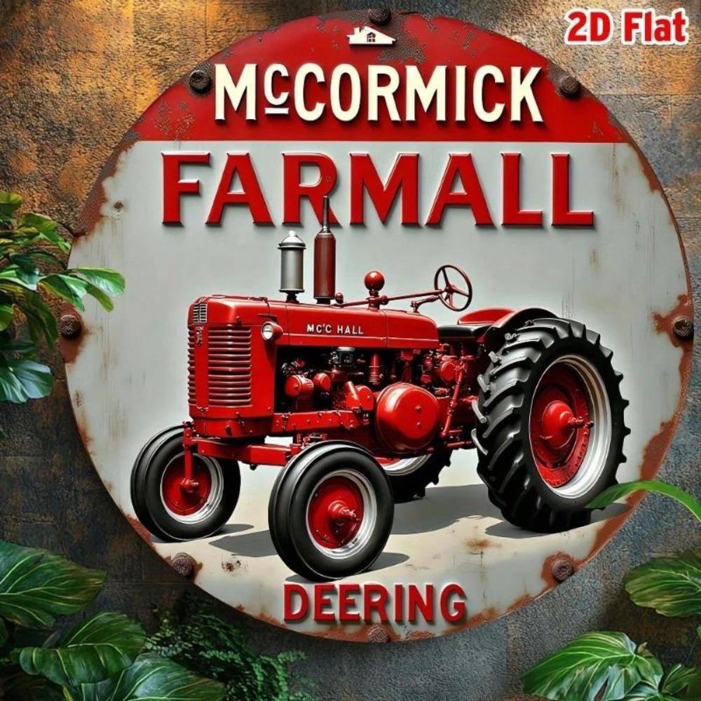 Vintage McCormick Farmall Tractor Metal Tin Wall Sign Rustic Home Kitchen Garden Decor