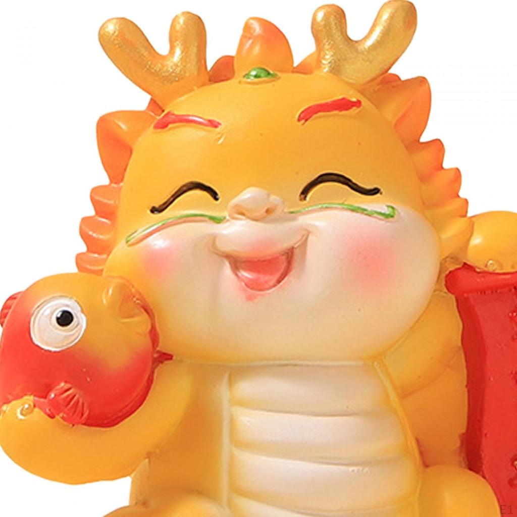 Chinese Resin Dragon Statue, Year Figure, Cute Sculpture for Cabinet,