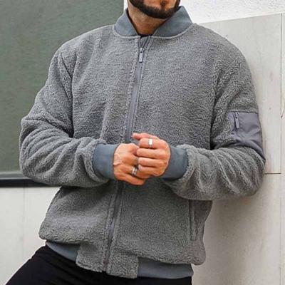Herren Polarfleecejacke Langarm Durchgehender Reißverschluss Freizeitjacke mit