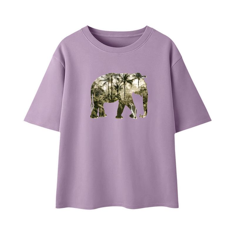 Elephant Forest Heat Transfer Vinyl Clothes Stickers Diy Parches Ropa T-Shirt Heat Press Appliqued Hoodies Custom Design Patch