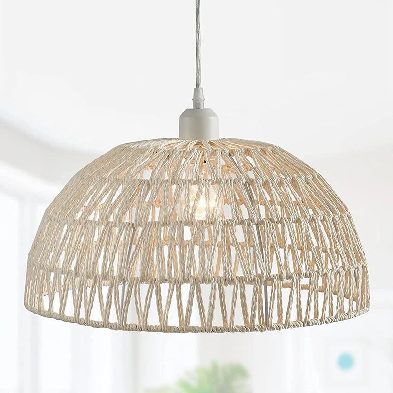 

The Latest Japanese Hemp Rope Woven Chandelier Restaurant,Tea Room, BarLight LightsRoomDecor Chandeliers Christmas Decoration 25X15cm&no light bulb белый