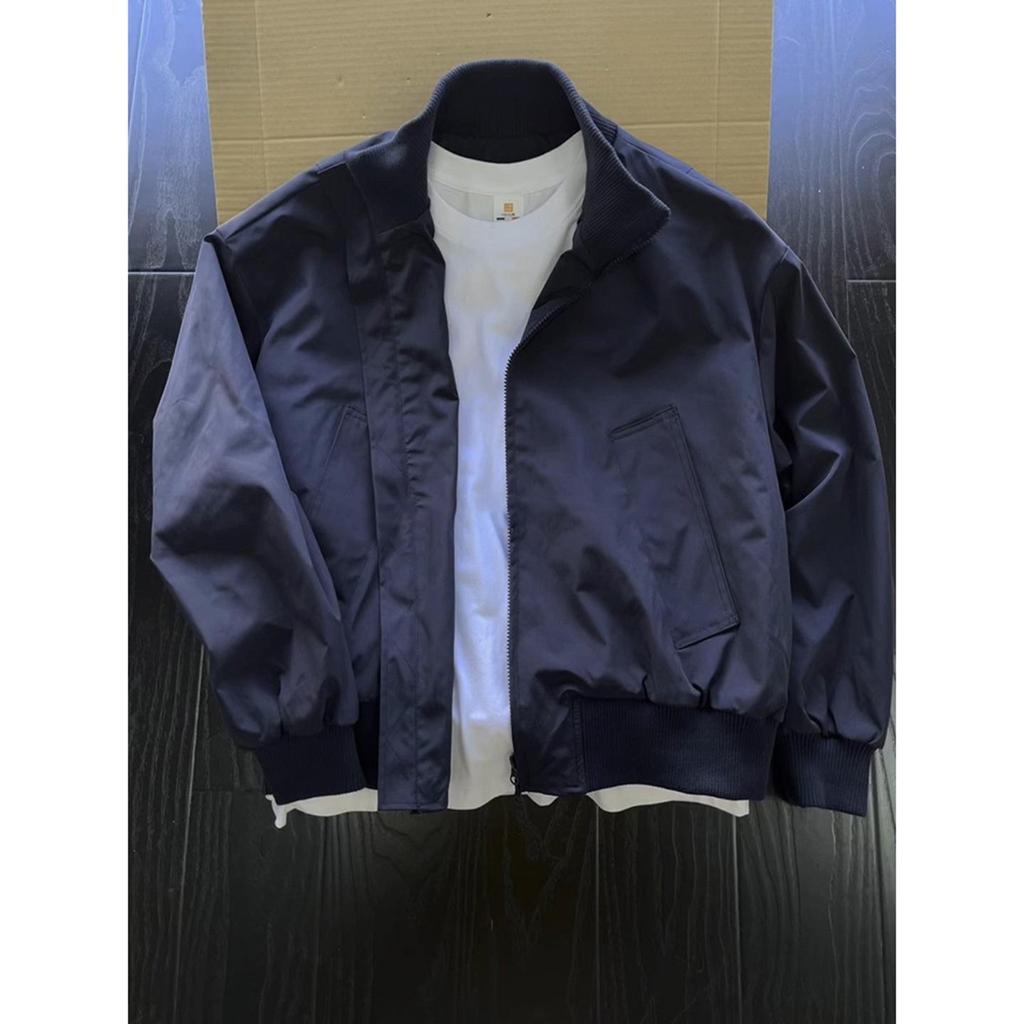 Men's Stand-Up Collar Bomber Jacket - Spring/Autumn Cleanfit Silhouette with High Street Baseball Style.