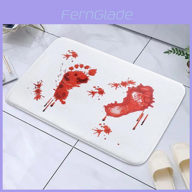Halloween Cartoon Door Mat With Blood Footprint Pattern For Home Entryway Decor