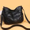 Women's Soft Leather Bag Middle-Aged Mother Crossbody Bag Large Capacity Multi-Pocket Commuter Shoulder Bag