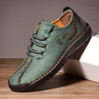 Herrläder Casual Skor Mode Snörskor Höst Affärs Sociala Loafers Skor för Män Gående Andningsbara Löparskor