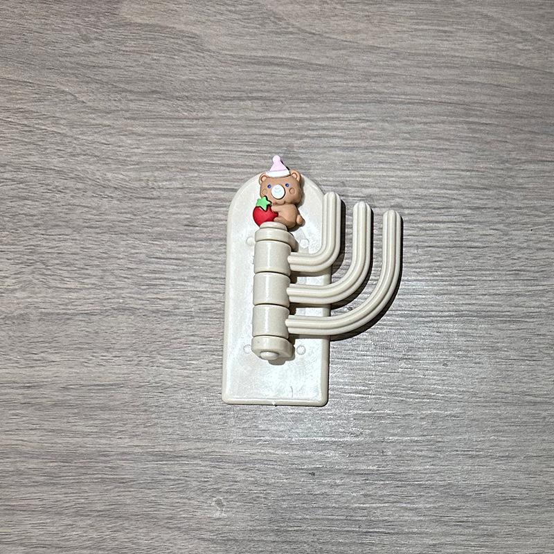 2Pcs Non-punch Hook Cute Traceless Three Hook Wall Strong Adhesive Door Behind The Load Bearing Sticky Hook Rotary Key Hanger