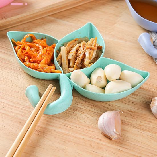 Kořenící nádoba Listy Tvar Integrovaný výlisek 3 mřížky Korejský BBQ Hot Pot Kořenící mísa Domácí zásoba