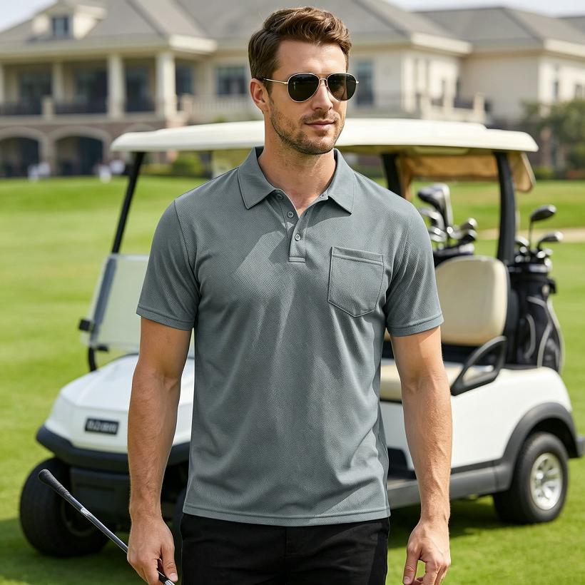 Men's Sporty Breathable Mesh Button-Up Pure Color Casual Shirt Summer Loose Fit Polyester Dry-Moisture Wicking Short Sleeve