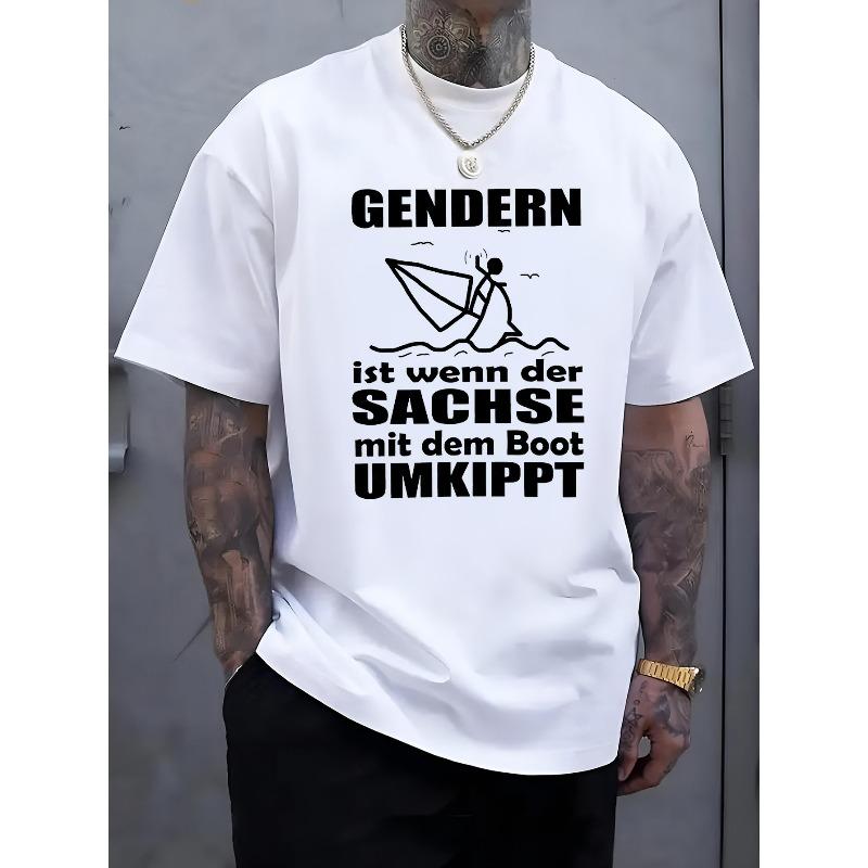 Европейские размеры Мужская повседневная летняя футболка с принтом  Пол, когда лодка переворачивается  - Мягкая, с круглым вырезом, удобная посадка, вязаная резинка, S