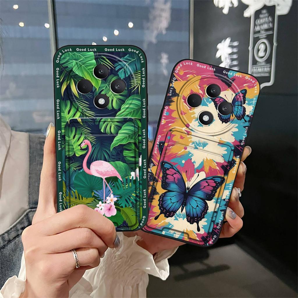 Fashion Design Durable Phone Case For OPPO Reno12F 5G/Reno12 FS/F27 5G Card Bag Anti-knock Card Slot Cartoon Silicone