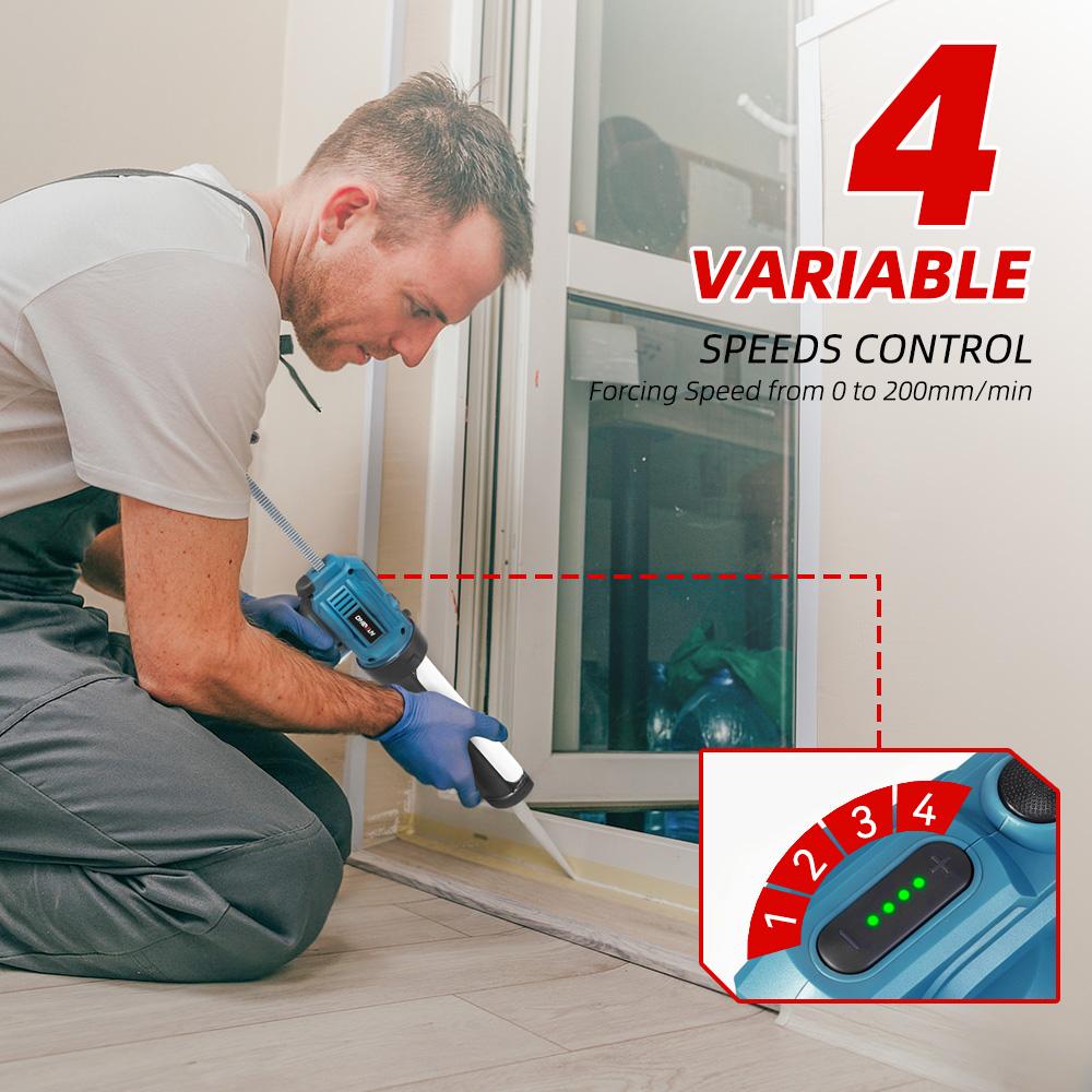 ONEVAN 4Speed Electric Caulking Gun Cordless Glue Gun Glass Hard Rubber Sealant Gun Power Tool For Makita 18v Battery Pin