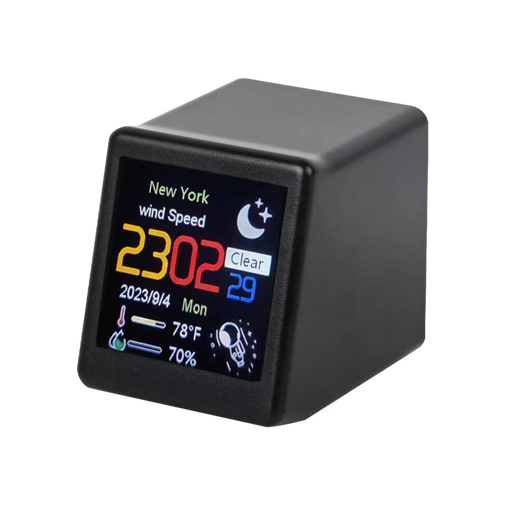 Smart WIFI DIY Mini Electronic Weather Station Clock Ornament Weather Temperature Notification Desktop Decoration LED Light