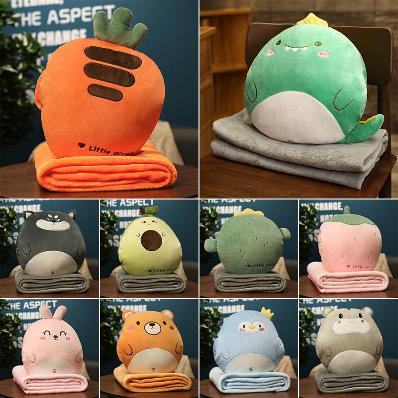 Cartoon Office Pillow Quilt 2 In 1 Car Cushion Multi-Function  Blanket Cushion Decor Nap Blanket for Afternoon Rest