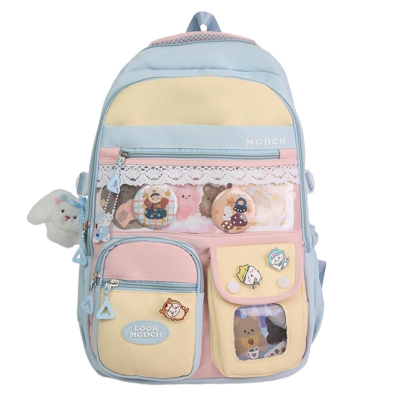 College Colorblock Schultasche Damen Reiserucksack Leichtgewichtiger Klassenrucksack