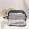 Double Layers Pencil Bag Large Capacity Pencil Case Pen Case Solid Color Pen Bag Pencil Organisers