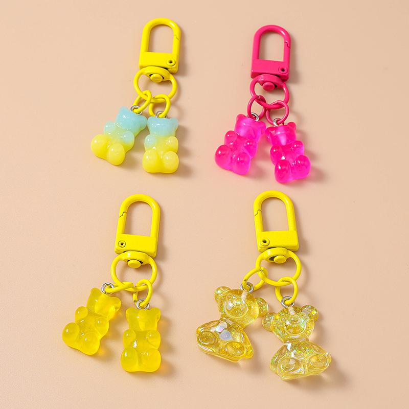 Cute Resin Candy Bear Keychain 3D Simulation Animal Key Rings for Women Girls Handbag Pendants DIY Kid's Jewelry Gifts