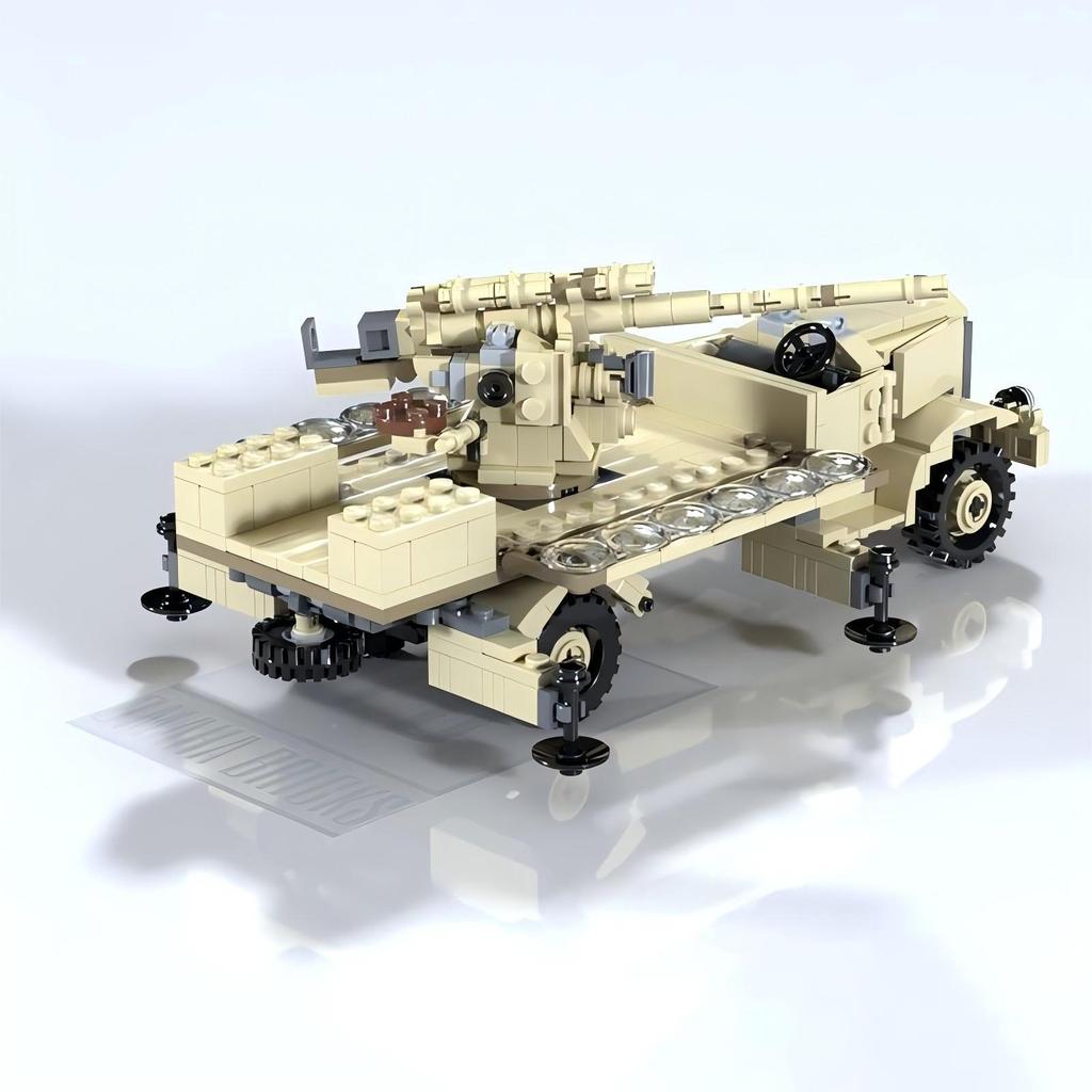 WW2 Italy Military Heavy Trucks F-634n Anti Aircraft Automatic Artillery Armored Vehicle Building Block Chariot Kids Toys Gift