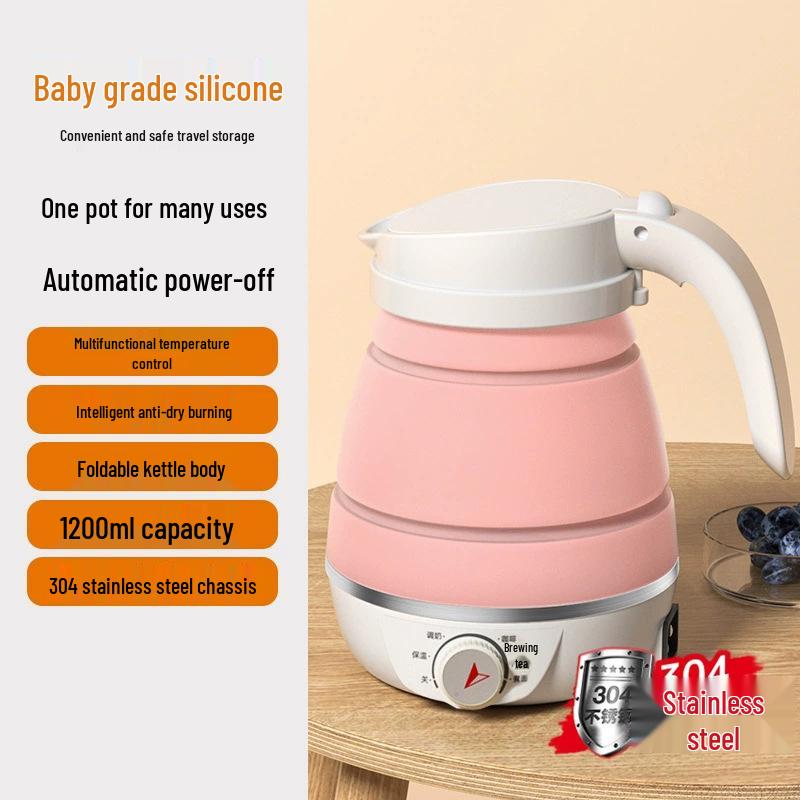 Kompakter faltbarer elektrischer Reisewasserkocher - Silikon, für eine Person, perfekt für Studentenwohnheime und zum Wasser kochen