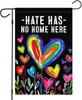 Hate Has No Home Here Garden Ag - 12X18 Garden Ag - Rainbow Heart Design - Lesbian Lgbt Garden Ag - Pride Month Decor  IIC