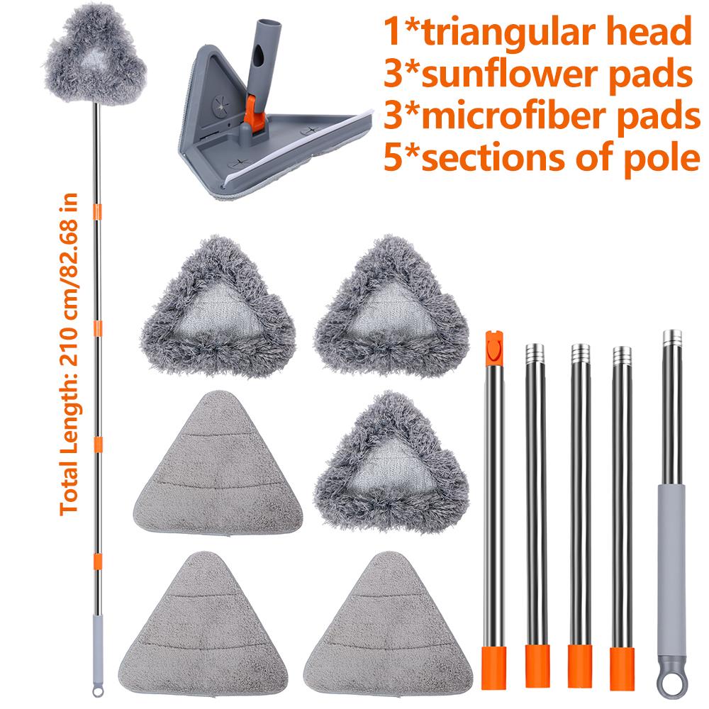 

Wall Cleaner Mop 82 inch Adjustable Triangular Mop with 180° Foldable and 360° Rotating Head Flexible Wall Washing Mop for Home