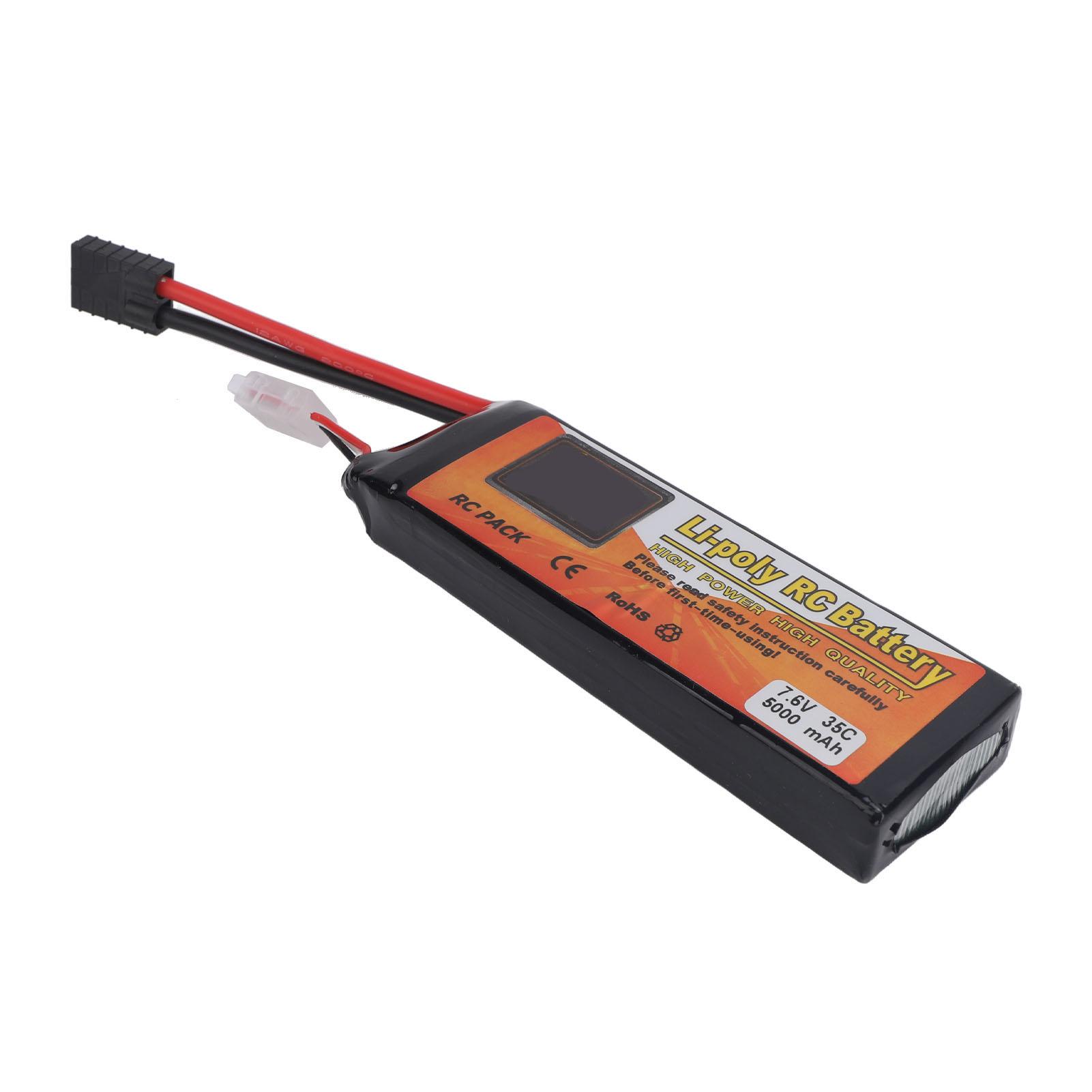 

RC Car Lithium Battery with TRX Plug 5000mAh 7.6V Overcharge Short Circuit Prevention RC Boat Battery for 1/8 1/10 1/12 1/16 RC Truck