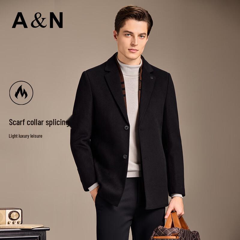 Antonio Men's 70% Wool Double-faced Overcoat with Detachable 85% Duck Down Liner
