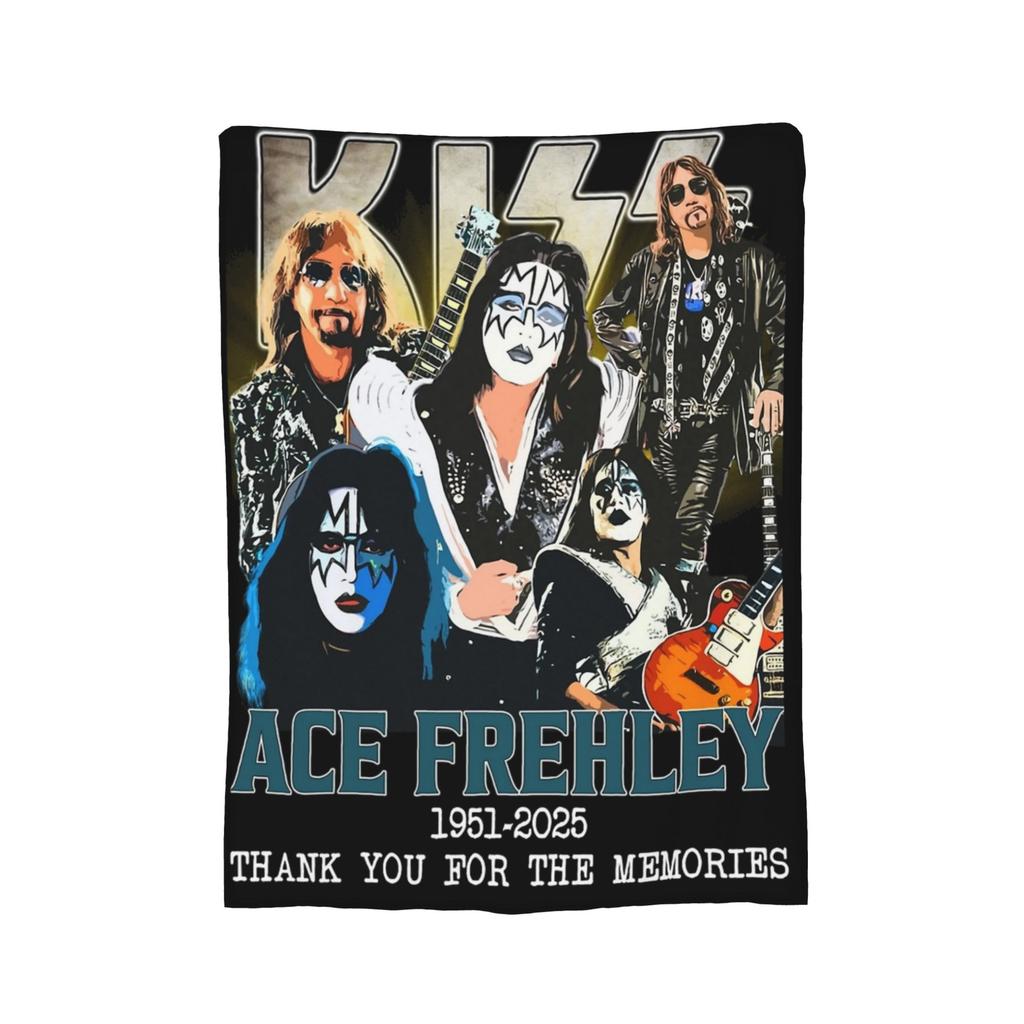 Ace Frehley RIP 1951-2025 Wool Blankets Kiss Band Custom Throw Blankets for Home 200x150cm Rug Piece,