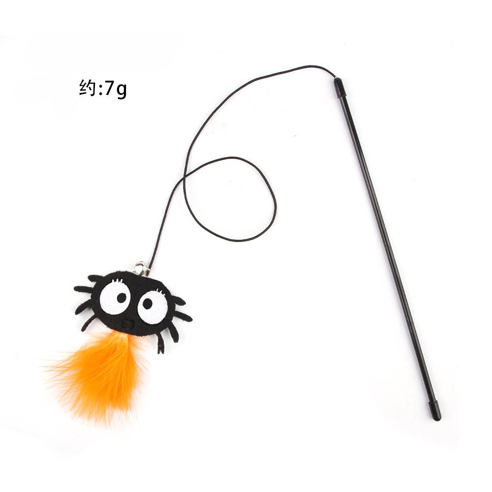 Halloween Piórko Drażniąca Kocia Wędka Stylizacja Atmosfery Halloween Drażniąca Kocia Wędka Kocia Zabawka do Samodzielnej Zabawy