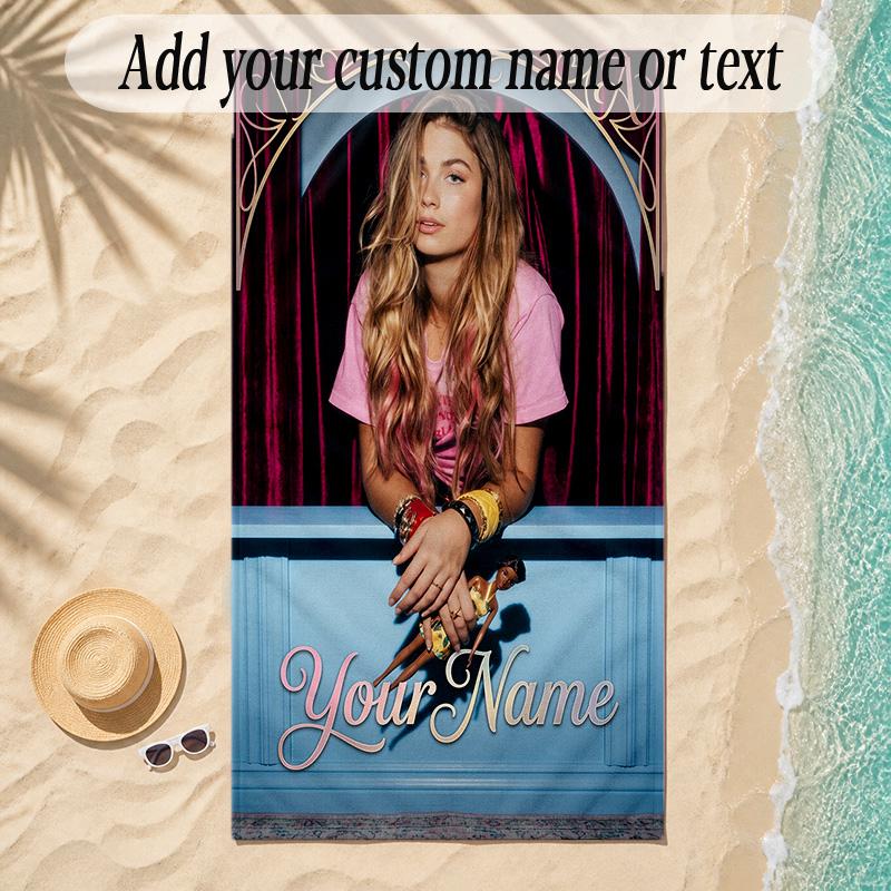 Beach TowelRoxy Dekker Custom Name Text Personalized Soft Towel for Beach Pool Indoor Home Decor Gift