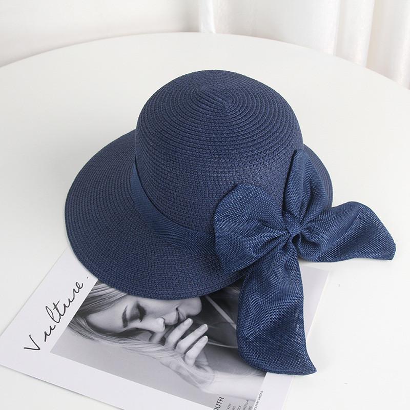 Шикарная складная соломенная шляпа для женщин, дышащая синий