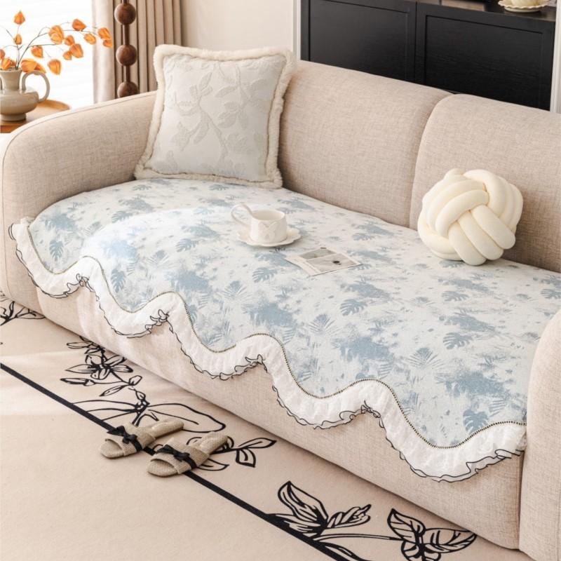 Vintage White Lace Elbow-rest Mats Chenille Loveseat Chair Pads Mid-Century Frech Aesthetic Anti-skid All-weather Plant Mattress Covers
