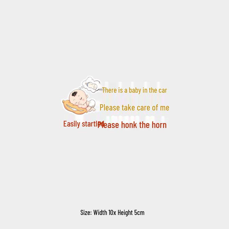 Baby in Car: Please Avoid Honking. Cute, Waterproof Rear Window Sticker.