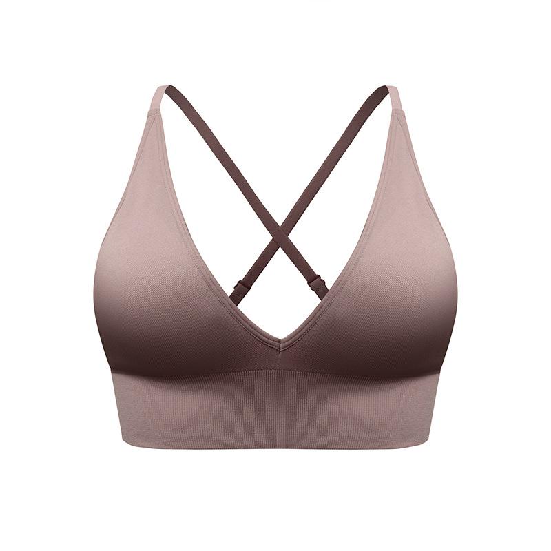Women Cross Back Thin Strap Shockproof Sports Yoga Bra For Gym Fitness Training