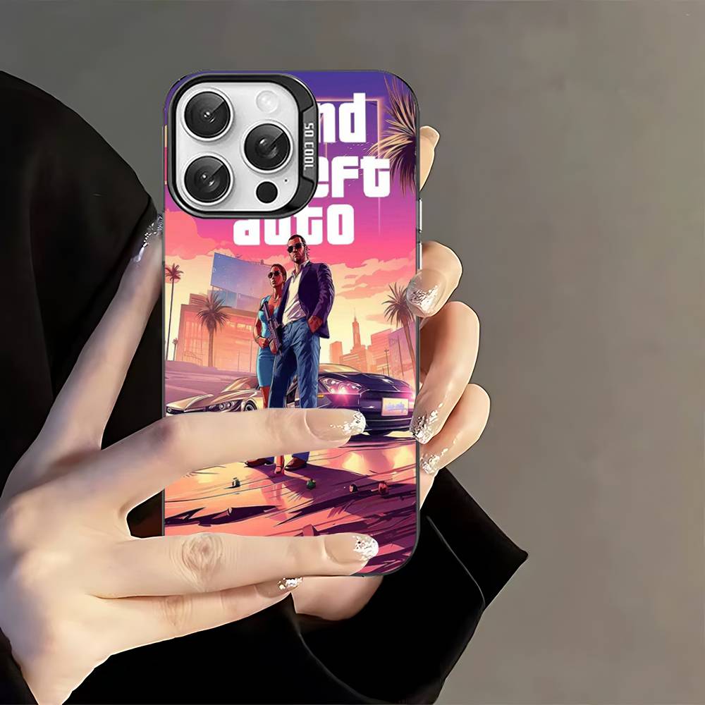 

D-Decor T-Theft A-Auto G-GTA Video Game Phone Case For IPhone 17 16 15 14 11 12 13 Pro Max Plus Pro Colored Silver Cover iPhone 13 pro