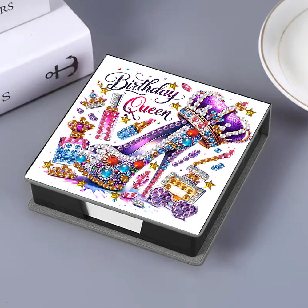 Flowers Diamond Painting Notecard Box Gem Art Sticky Note Holder Gem Painting Memo Pad Holder Mosaic Kit for Adults Beginners