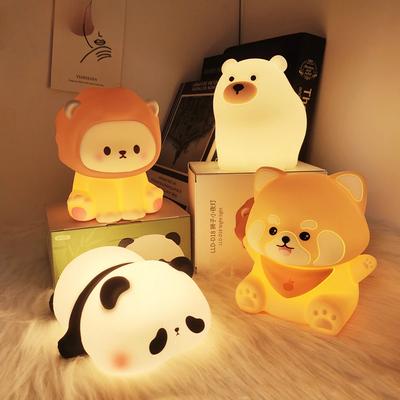 Niedliche Panda-LED-Nachtlichter, Löwe, Silikon, Schlaflampe, wiederaufladbar über USB, Timing, Baby-Nachtlichter fürs Bett als Geburtstagsgeschenk