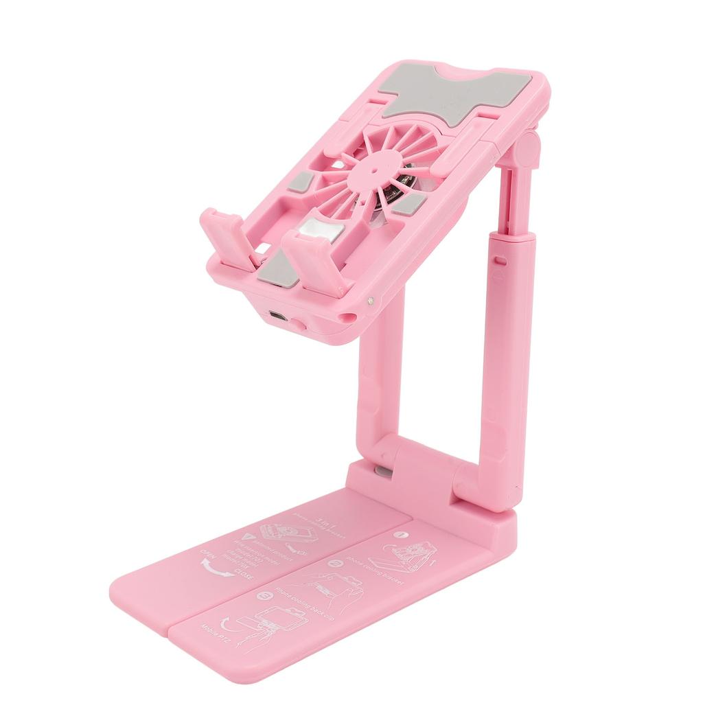 Cell Phone Cooler Stand Height Adjustable Desk Mobile Phone Radiator Fan with Colorful RGB Lights