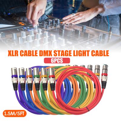 6 ST 1,5M XLR-kabelsats Färgglada mikrofonkablar DMX scenljuskabel 3-stift hane till hona för ljud