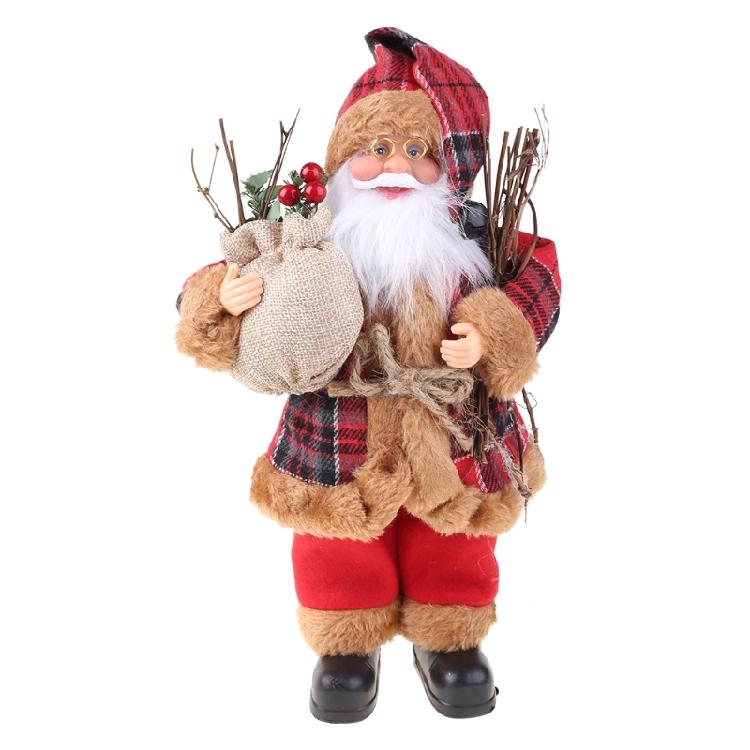 11.8inch Santa Clau Christmas Plastic Figurine Handpainted with Stack of Present