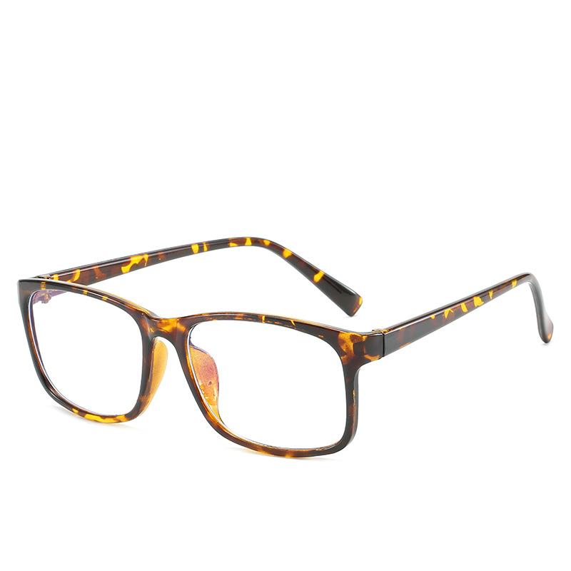 

Retro Student Glasses Frame Anti-Blue Light Computer Mirror Square Frame Flat Mirror, Simple Eye Protection Glasses Frame леопардовый