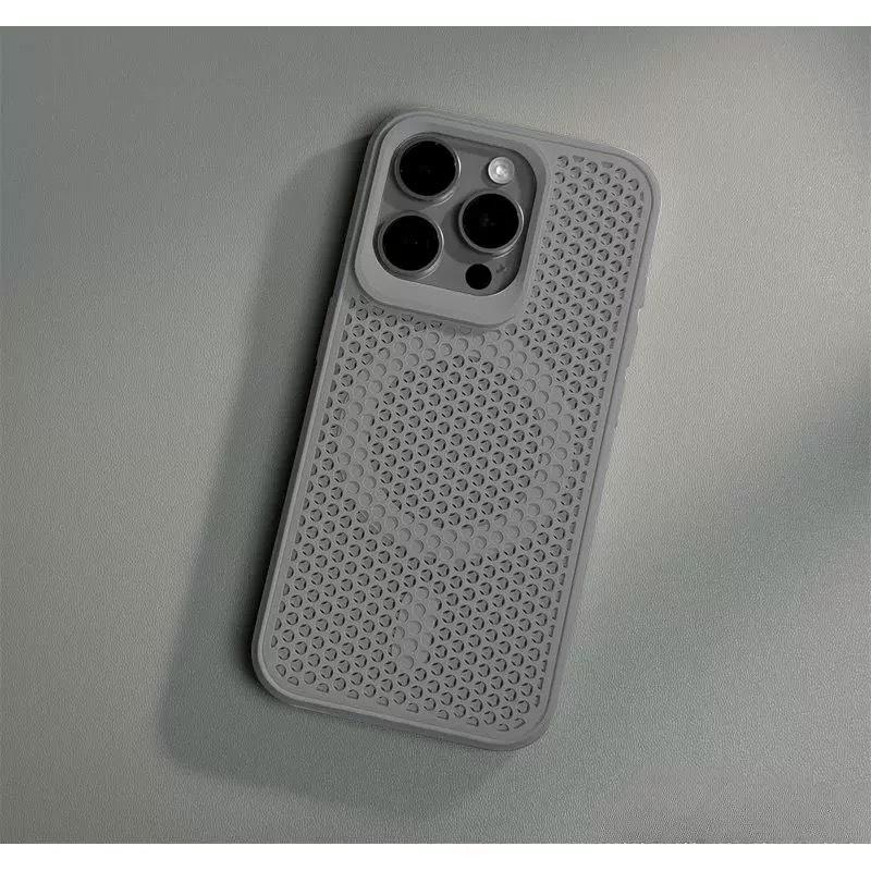Applicable To IPhone17 Honeycomb Mesh Heat Dissipation and Breathable Mobile Phone Case Apple 16 Magnetic Ultra Thin Simple Protective Case 15