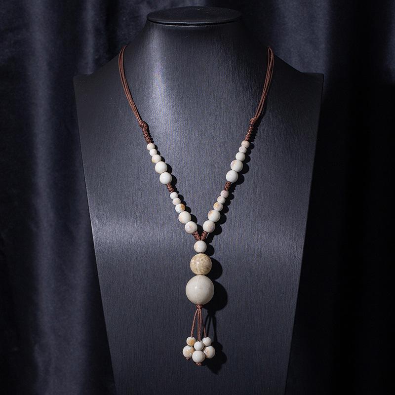 Jingdezhen Ceramic Non-Fading Necklace Ethnic Style Sweater Chain Antique Woven Rope Long Neck Chain