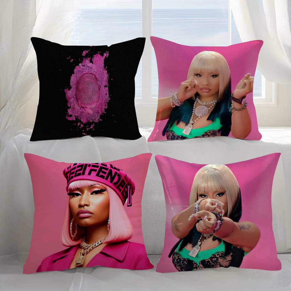 N-Nicki Minaj Rosa F-Freitag Kissenbezug Sofa Kurzer Plüsch Beidseitiger HD-Druck Zimmer Homeoffice Geschenk Kissenbezug
