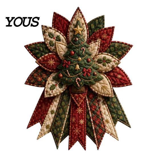 Dekoratives Wandbehang-Bastelset Festliches gestepptes Weihnachts-Tür-DIY-Nähset, Immergrüner Baum, 3D-gepolsterte Patchwork-Kunsthandwerk-Bedarfsset für