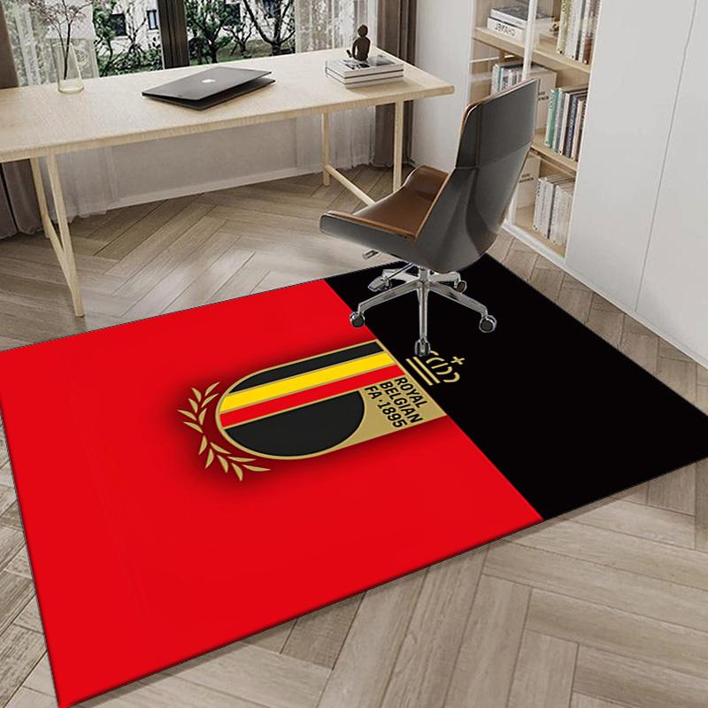 Belgium Football Crest Emblem Area Rug Office rug, Chair Rug, Decor Carpet Livingroom bedroom Mat, Large Size Fan gifts Christmas gifts