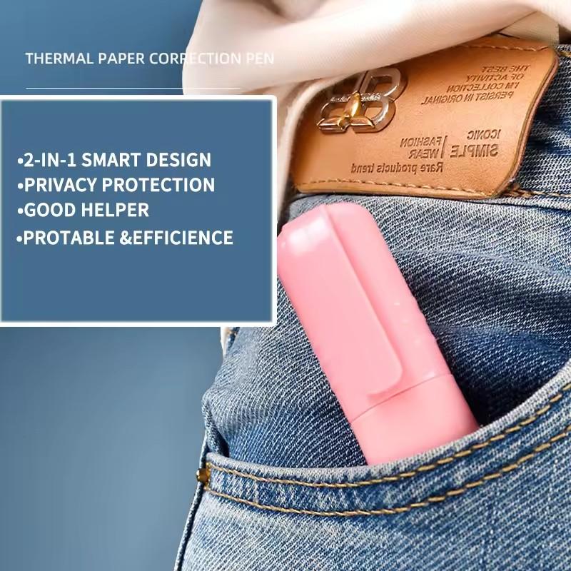 2 In 1 Thermal Paper Correction Fluid with Unboxing Knife Durable Thermal Paper Data Identity Protection Fluid Eraser Box Opener